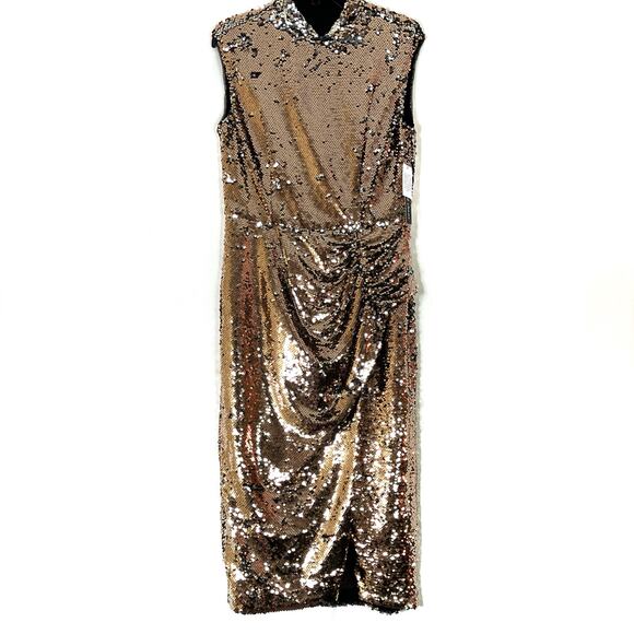 Clover and Sloane | Sequin Dress Sheath Mock Neck Midi Party Event NWT - Picture 1 of 8
